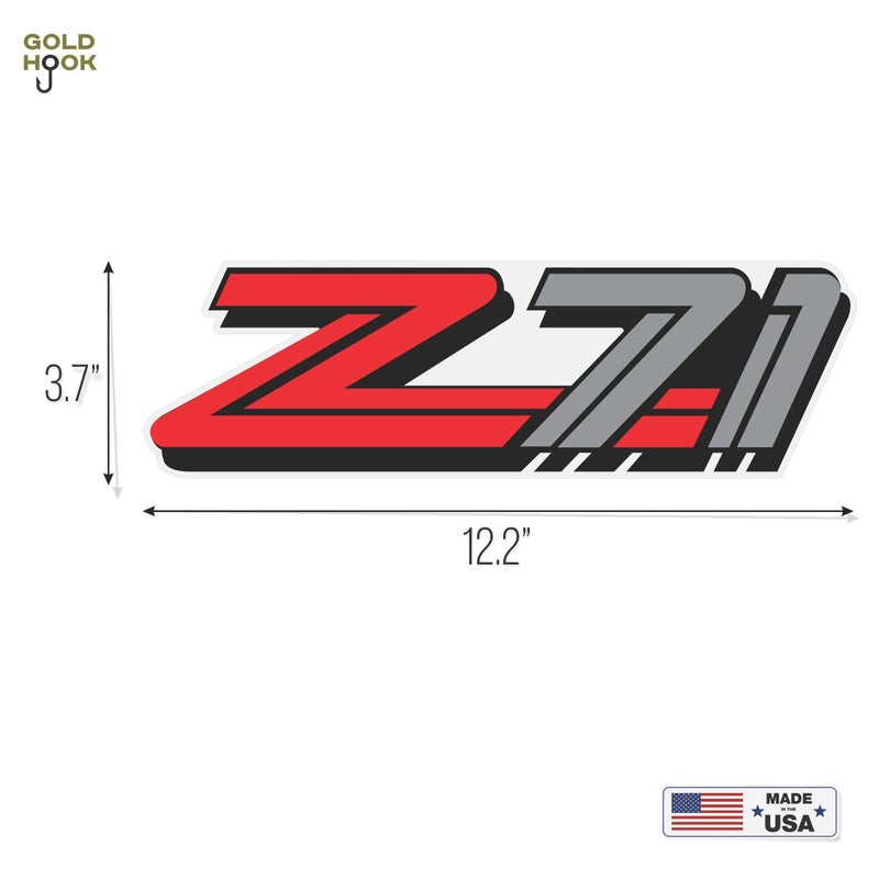 GOLD HOOK Z71 Decals Stickers Chevy Silverado GMC Sierra - F (1999-2000) Bed Side 1500 2500 HD (Set of 2) Premium Series (Metallic Finish) - Image 3